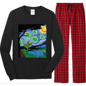 Frog, Starry Night Cat Tee, Van Gogh Frog Gift, Frog Long Sleeve Pajama Set