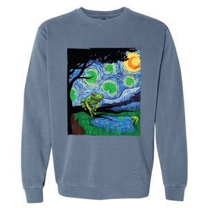 Frog, Starry Night Cat Tee, Van Gogh Frog Gift, Frog Garment-Dyed Sweatshirt