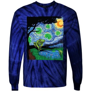 Frog, Starry Night Cat Tee, Van Gogh Frog Gift, Frog Tie-Dye Long Sleeve Shirt