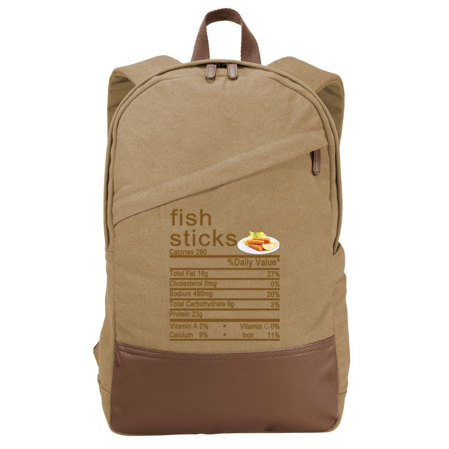 Fish Sticks Nutrition Facts Label Cotton Canvas Backpack