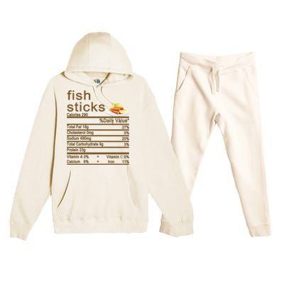 Fish Sticks Nutrition Facts Label Premium Hooded Sweatsuit Set