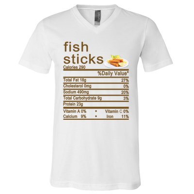 Fish Sticks Nutrition Facts Label V-Neck T-Shirt