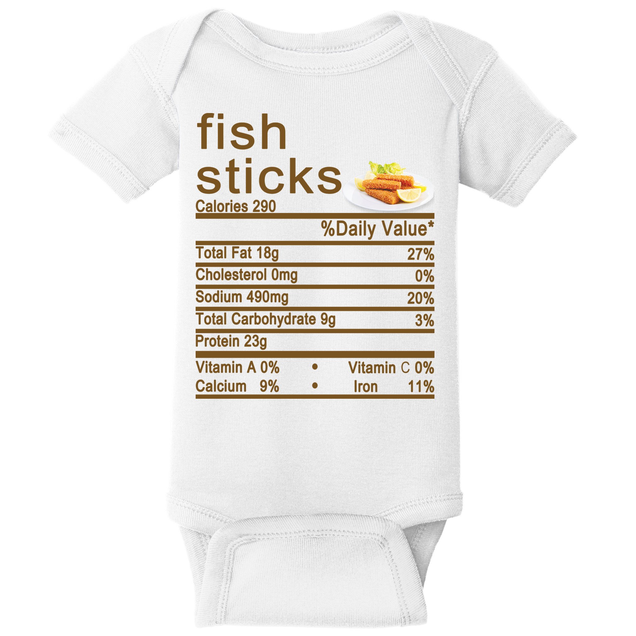 Fish Sticks Nutrition Facts Label Baby Bodysuit