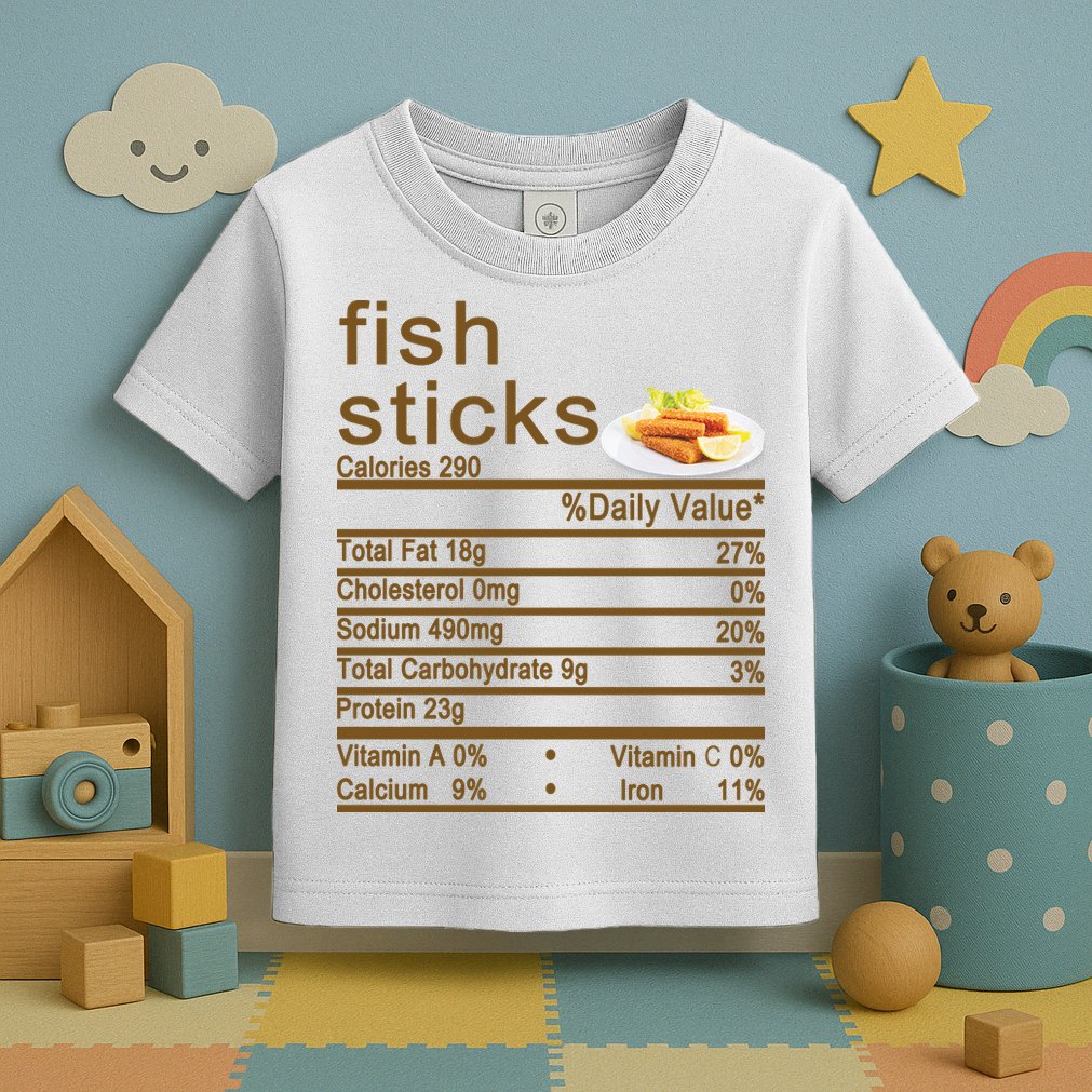 Fish Sticks Nutrition Facts Label Toddler T-Shirt