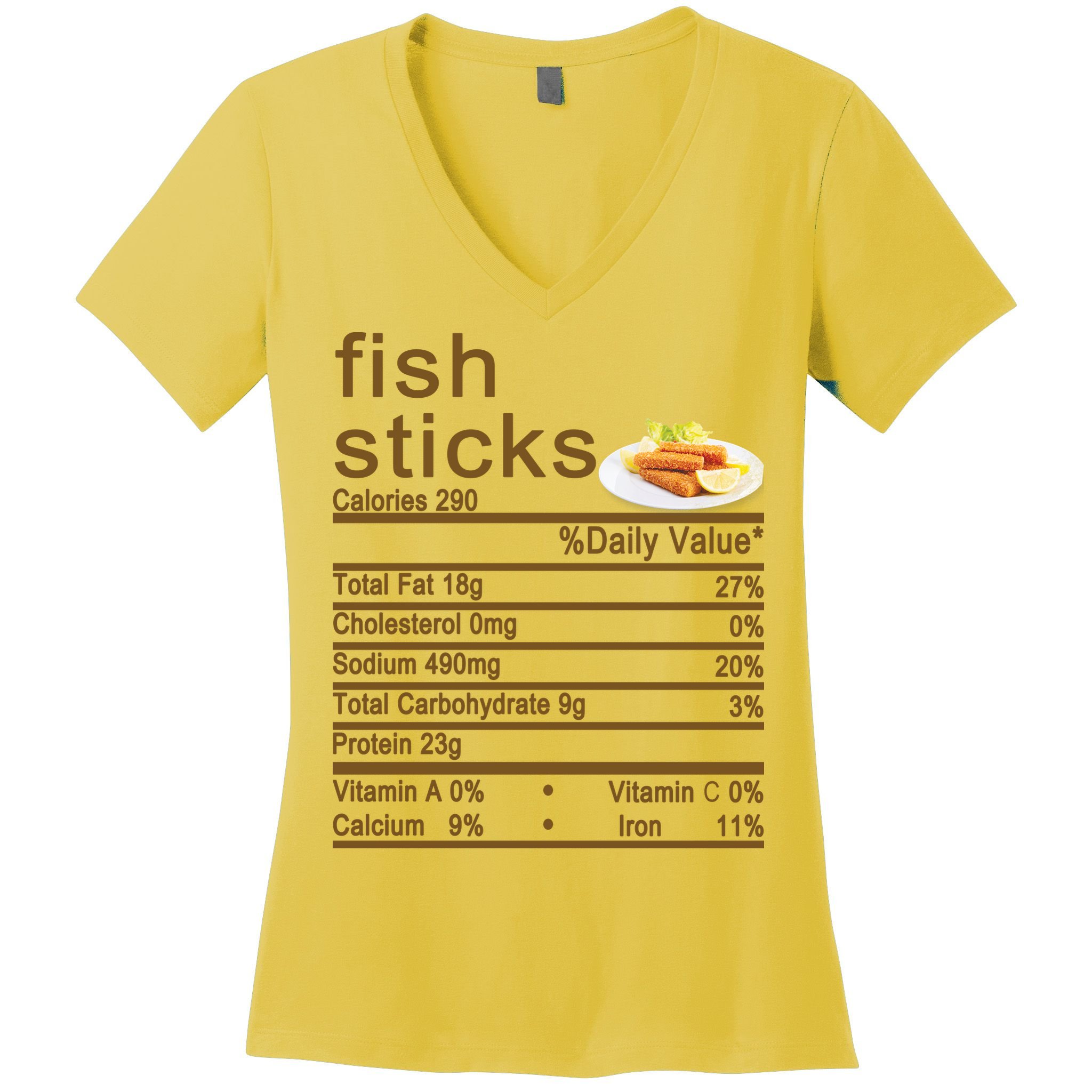 Fish Sticks Nutrition Facts Label Women's V-Neck T-Shirt