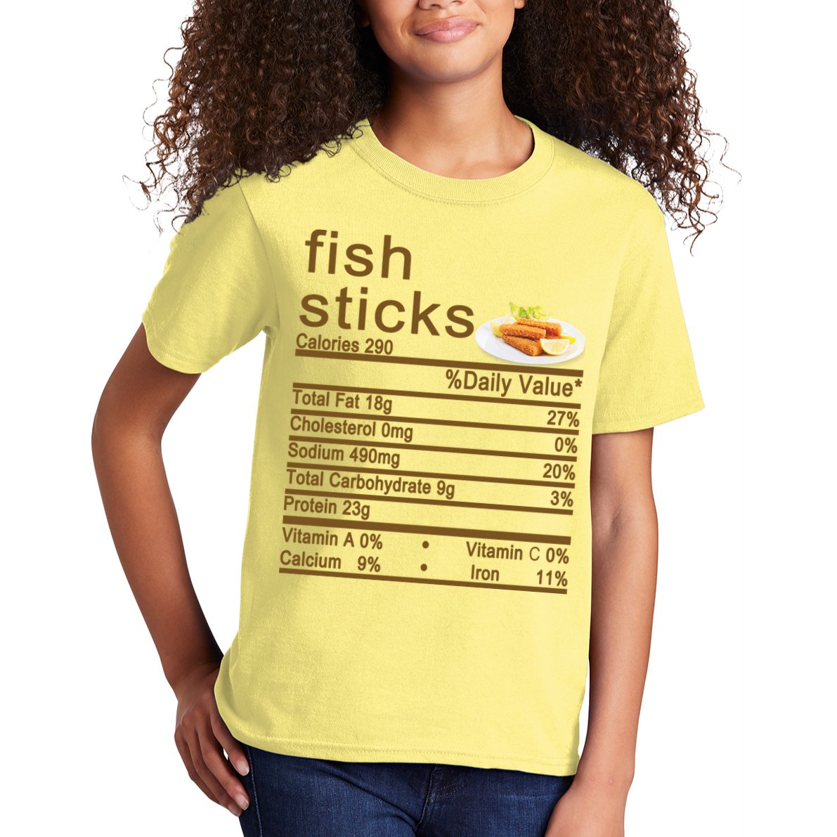 Fish Sticks Nutrition Facts Label Kids T-Shirt