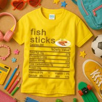Fish Sticks Nutrition Facts Label Kids T-Shirt