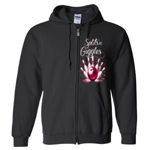 Funny Splits N Giggles Bowling Team Cute Bowler Full Zip Hoodie