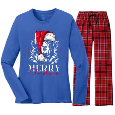 Funny Santa Newfoundland Newfie Merry Christmas Dog Mom Gift Great Gift Women's Long Sleeve Flannel Pajama Set 