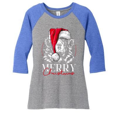 Funny Santa Newfoundland Newfie Merry Christmas Dog Mom Gift Great Gift Women's Tri-Blend 3/4-Sleeve Raglan Shirt