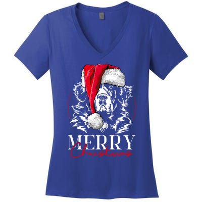 Funny Santa Newfoundland Newfie Merry Christmas Dog Mom Gift Great Gift Women's V-Neck T-Shirt