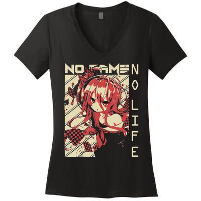 funny Shiro No Game No Life Anime Women's V-Neck T-Shirt