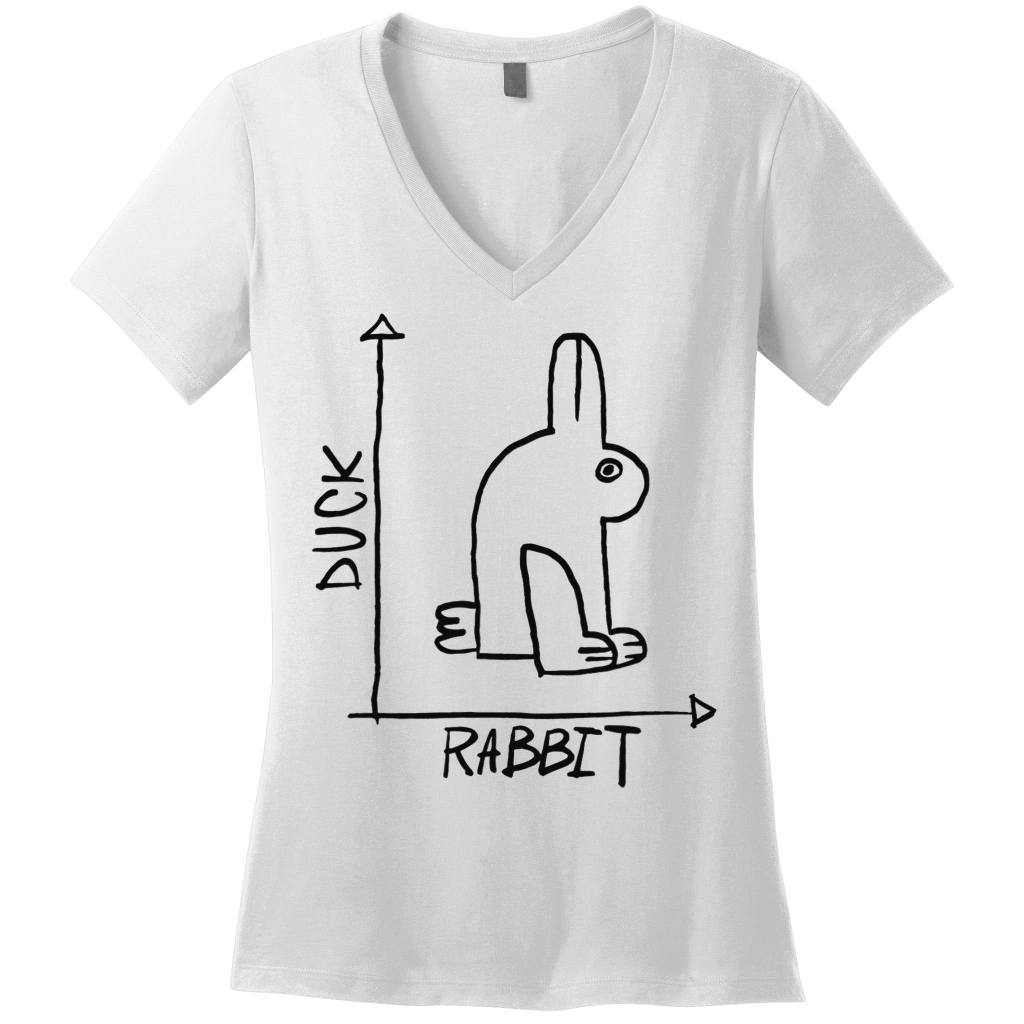 Funny Science Nerd Duck Rabbit Physics Math Geek Women's V-Neck T-Shirt