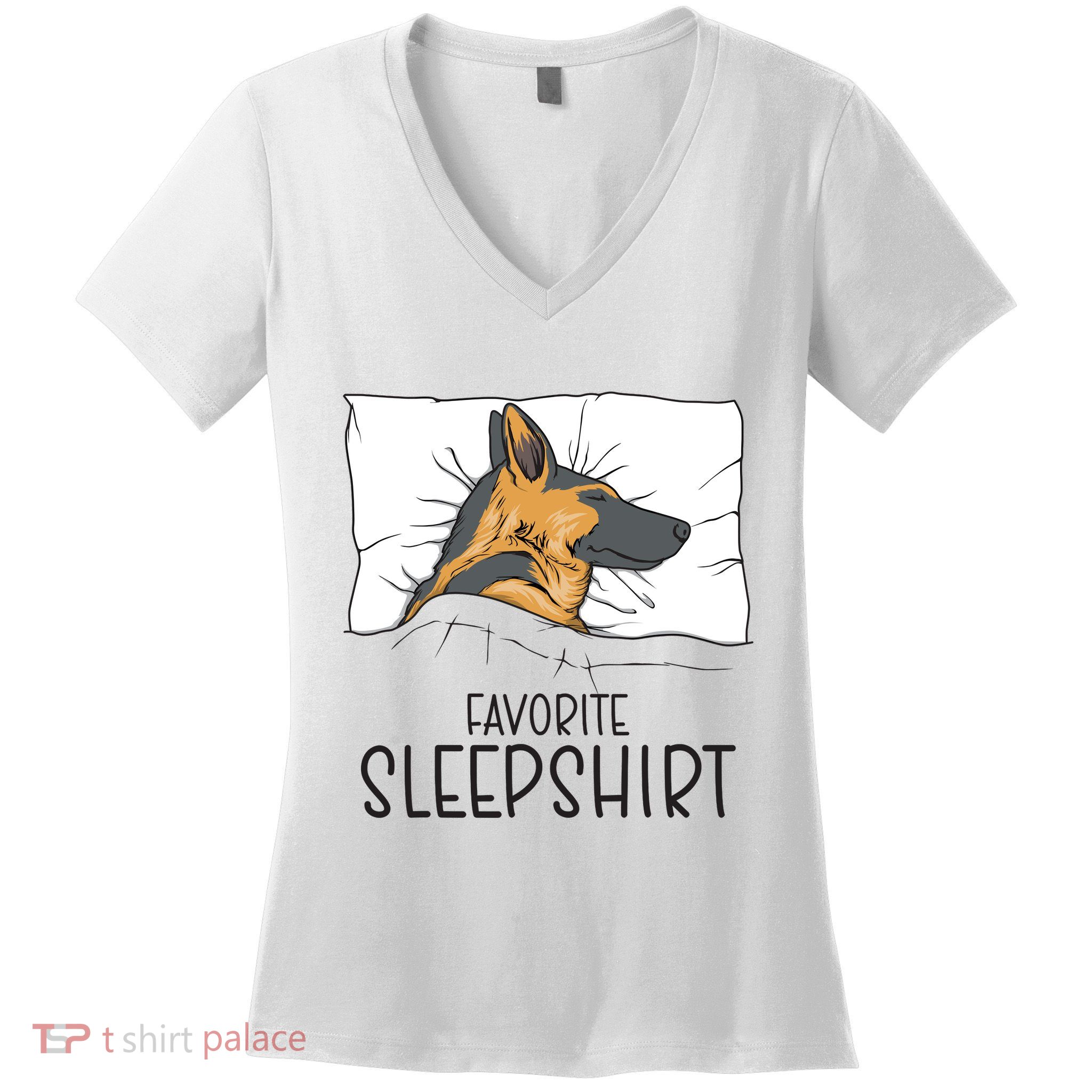 Favorite Sleepshirt Napping German Shepherd Pajama Women's V-Neck T-Shirt