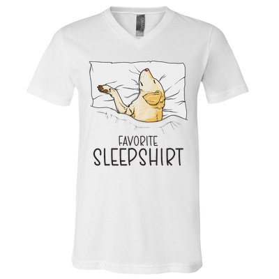 Favorite Sleep, Napping Labrador Pajama V-Neck T-Shirt