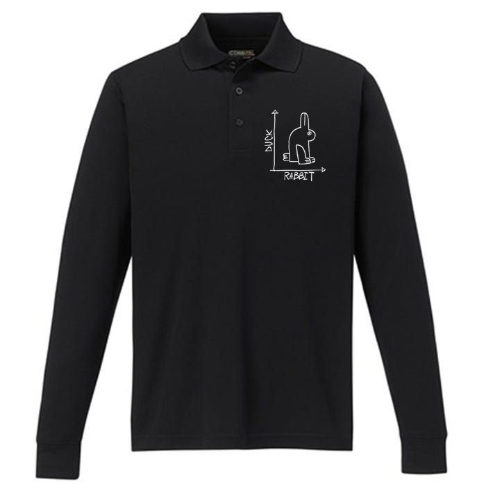 Funny Science Nerd Duck Or Rabbit Physics Math Geek Performance Long Sleeve Polo