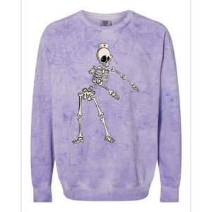 Flossing Skeleton Nurse Halloween Gift Colorblast Crewneck Sweatshirt