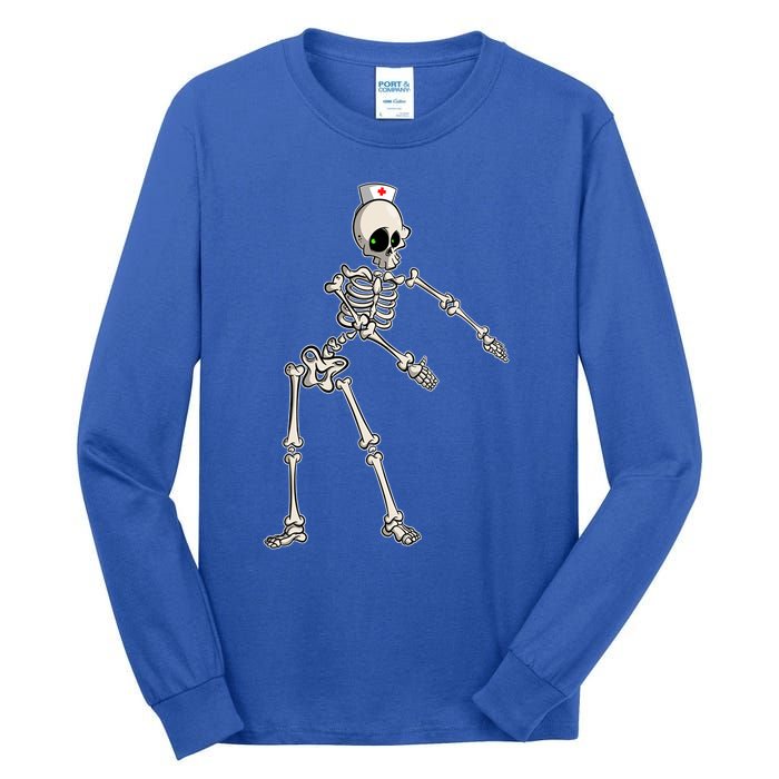 Flossing Skeleton Nurse Halloween Gift Tall Long Sleeve T-Shirt