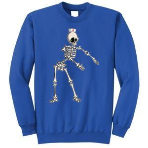 Flossing Skeleton Nurse Halloween Gift Tall Sweatshirt