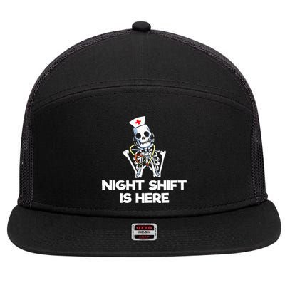 Funny Skeleton Nurse Halloween Night Shift Costume 7 Panel Mesh Trucker Snapback Hat