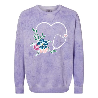 Floral Stethoscope Nurse Healthcare Worker Medical Field Gift Colorblast Crewneck Sweatshirt