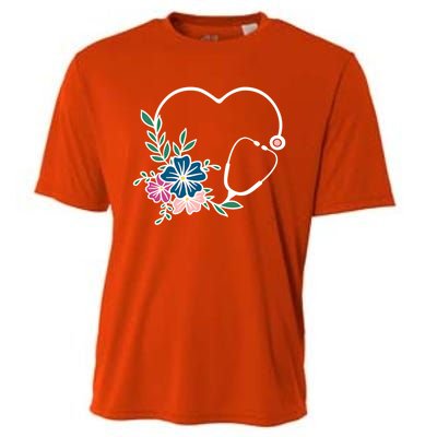 Floral Stethoscope Nurse Healthcare Worker Medical Field Gift Cooling Performance Crew T-Shirt