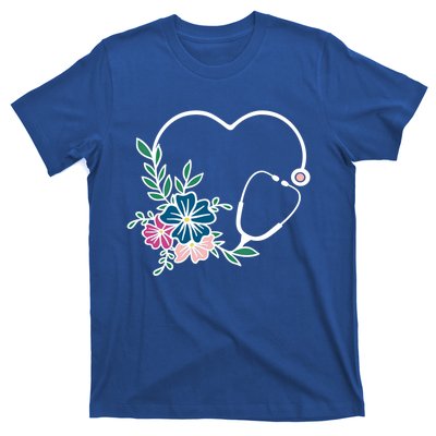 Floral Stethoscope Nurse Healthcare Worker Medical Field Gift T-Shirt