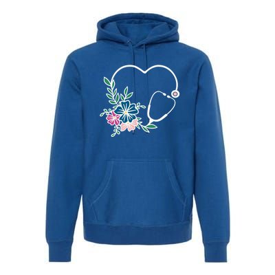 Floral Stethoscope Nurse Healthcare Worker Medical Field Gift Premium Hoodie