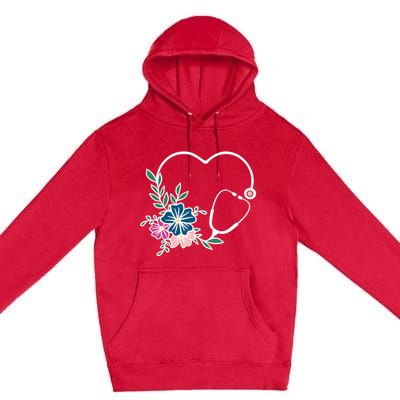 Floral Stethoscope Nurse Healthcare Worker Medical Field Gift Premium Pullover Hoodie