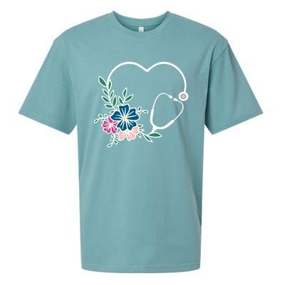 Floral Stethoscope Nurse Healthcare Worker Medical Field Gift Sueded Cloud Jersey T-Shirt