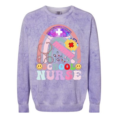 Funny School Nurse Graphic Tees Tops Back To School Colorblast Crewneck Sweatshirt