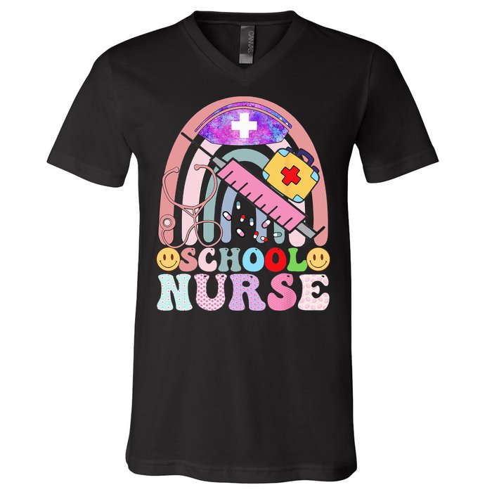 Funny School Nurse Graphic Tees Tops Back To School V-Neck T-Shirt