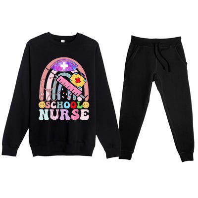 Funny School Nurse Graphic Tees Tops Back To School Premium Crewneck Sweatsuit Set