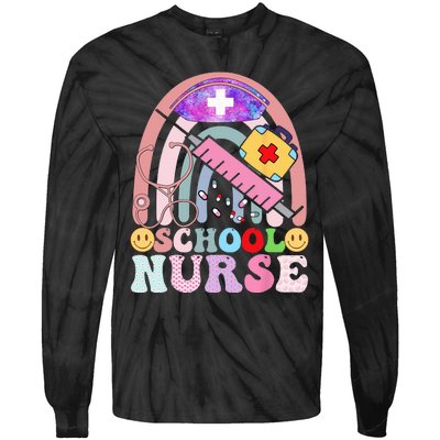 Funny School Nurse Graphic Tees Tops Back To School Tie-Dye Long Sleeve Shirt