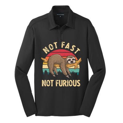 Funny Sloth Not Fast Not Furious Sloth Quote Cute Sloth Gift Silk Touch Performance Long Sleeve Polo