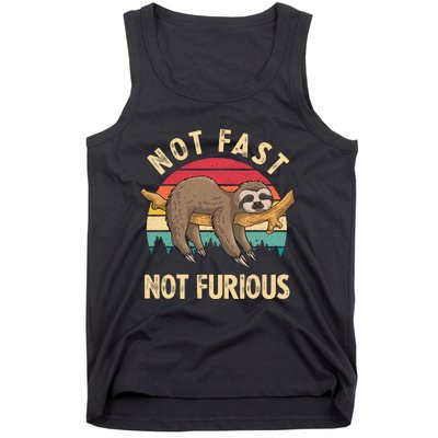 Funny Sloth Not Fast Not Furious Sloth Quote Cute Sloth Gift Tank Top