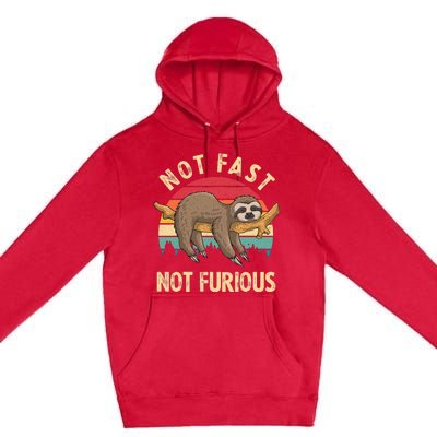 Funny Sloth Not Fast Not Furious Sloth Quote Cute Sloth Gift Premium Pullover Hoodie