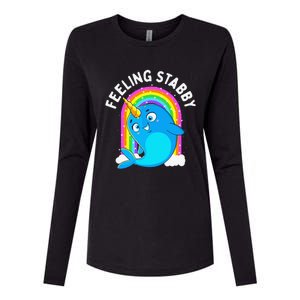 Feeling Stabby Narwhal Kawaii Whale Gift Teen Womens Cotton Relaxed Long Sleeve T-Shirt