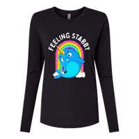 Feeling Stabby Narwhal Kawaii Whale Gift Teen Womens Cotton Relaxed Long Sleeve T-Shirt