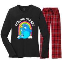 Feeling Stabby Narwhal Kawaii Whale Gift Teen Women's Long Sleeve Flannel Pajama Set 