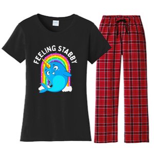 Feeling Stabby Narwhal Kawaii Whale Gift Teen Women's Flannel Pajama Set