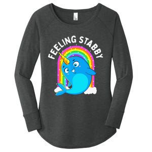 Feeling Stabby Narwhal Kawaii Whale Gift Teen Women's Perfect Tri Tunic Long Sleeve Shirt