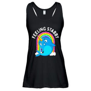 Feeling Stabby Narwhal Kawaii Whale Gift Teen Ladies Essential Flowy Tank