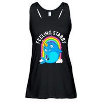 Feeling Stabby Narwhal Kawaii Whale Gift Teen Ladies Essential Flowy Tank