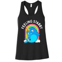 Feeling Stabby Narwhal Kawaii Whale Gift Teen Women's Racerback Tank