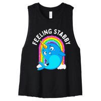 Feeling Stabby Narwhal Kawaii Whale Gift Teen Women's Racerback Cropped Tank