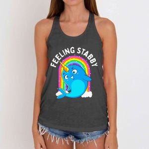 Feeling Stabby Narwhal Kawaii Whale Gift Teen Women's Knotted Racerback Tank