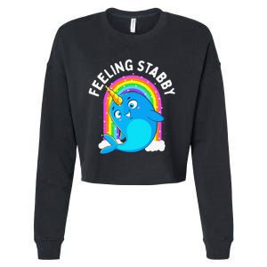 Feeling Stabby Narwhal Kawaii Whale Gift Teen Cropped Pullover Crew