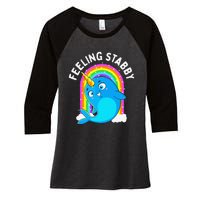 Feeling Stabby Narwhal Kawaii Whale Gift Teen Women's Tri-Blend 3/4-Sleeve Raglan Shirt