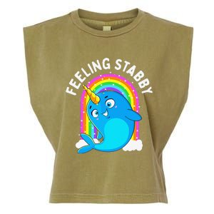 Feeling Stabby Narwhal Kawaii Whale Gift Teen Garment-Dyed Women's Muscle Tee